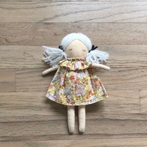 Floral Dress Doll with White Hair